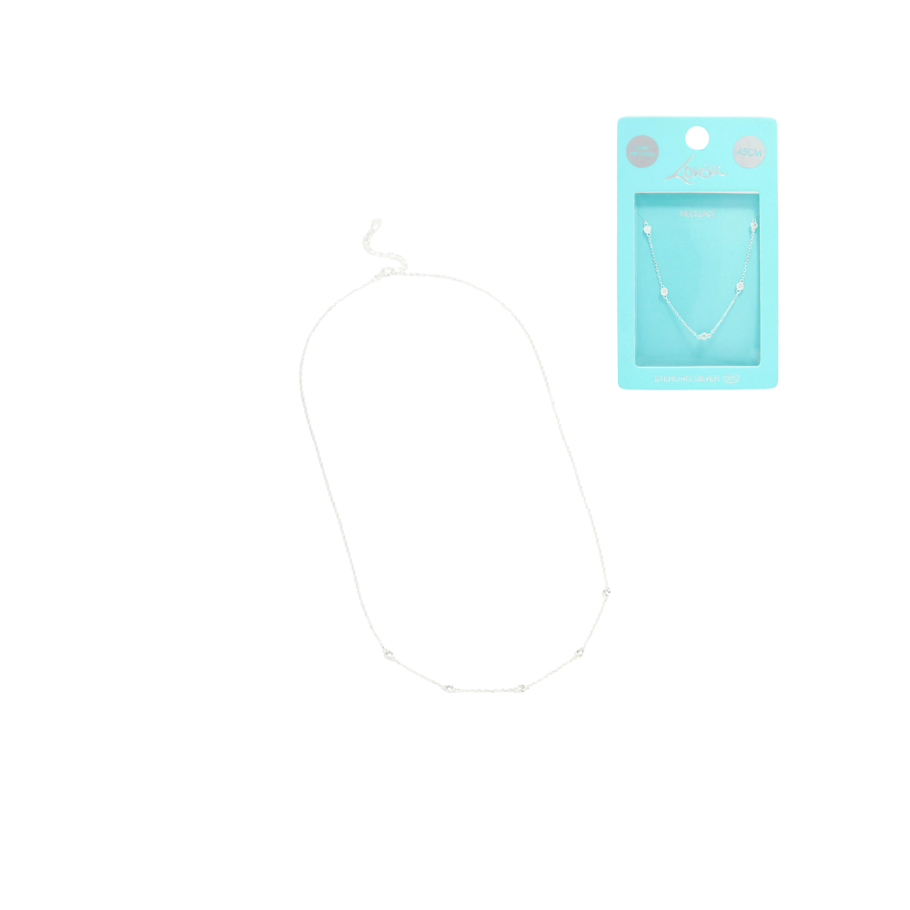 HMH-17.png Sterling Silver Circle Cubic Zirconia Chain Necklace - Image 1