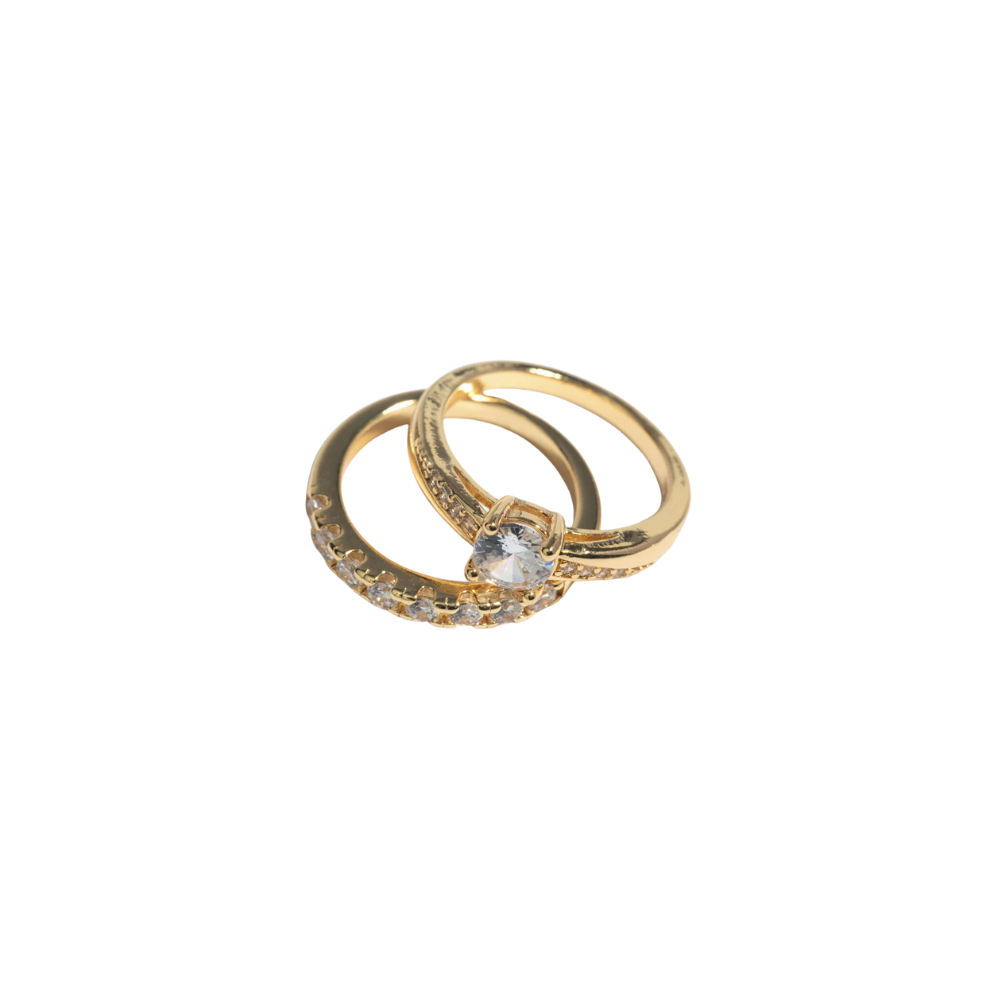 HMH-23.png Gold Plated Cubic Zirconia Engaement Ring Set - Image 1