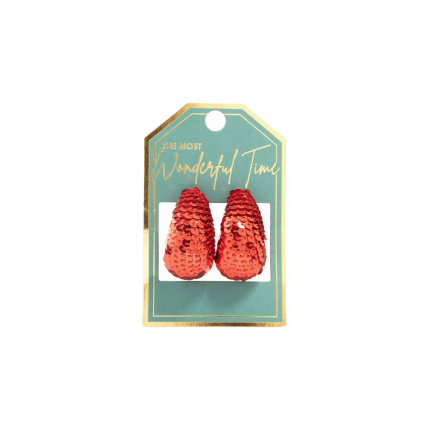 Red Sequin Hoop Earrings