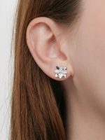 Poinsettia Birthstone Earrings – December White & Sparkling Gems - Image 2