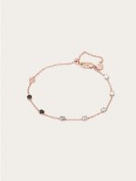 Black & White Gem Bracelet – Rose Gold Chain Elegance