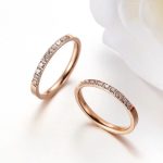 Half Circle Brilliant Cut Diamante Titanium Band Ring in Rosegold ROM Engagement Wedding Ring