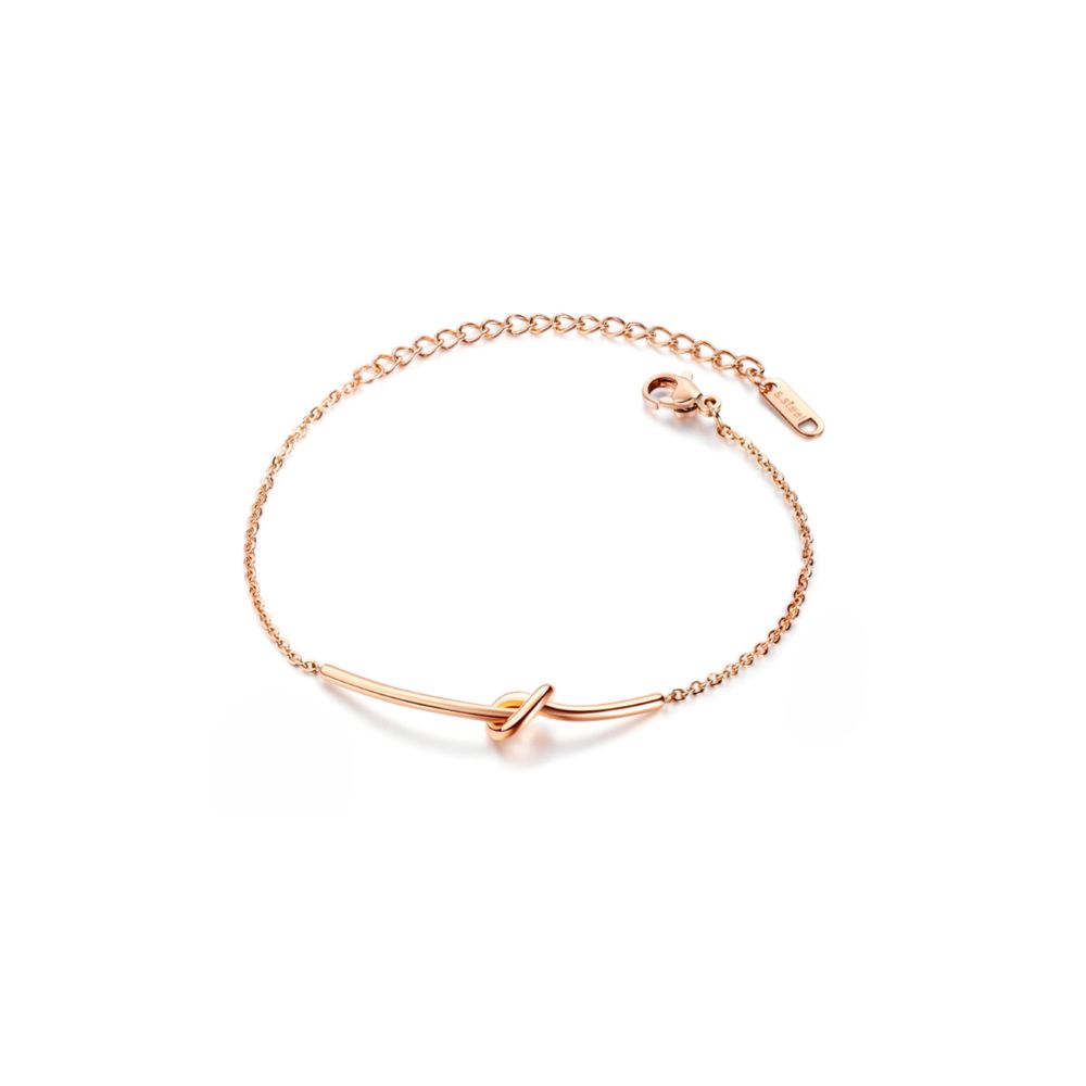 NDA-11.jpg KNOT Simple Knot Silver / 18K Rosegold Slim Titanium Steel Bracelet - Image 1