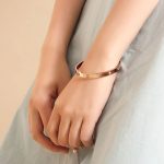 TIMEZ 18K Rosegold Titanium Steel Bangle with Cubic Zirconia Rosegold - Image 2