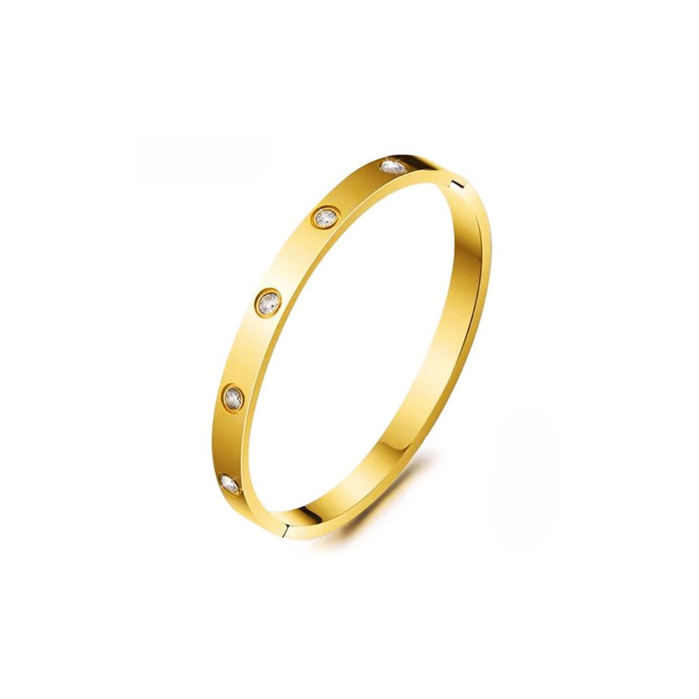 NDA-13.jpg TIMEZ 18K Rosegold Titanium Steel Bangle with Cubic Zirconia Rosegold - Image 1