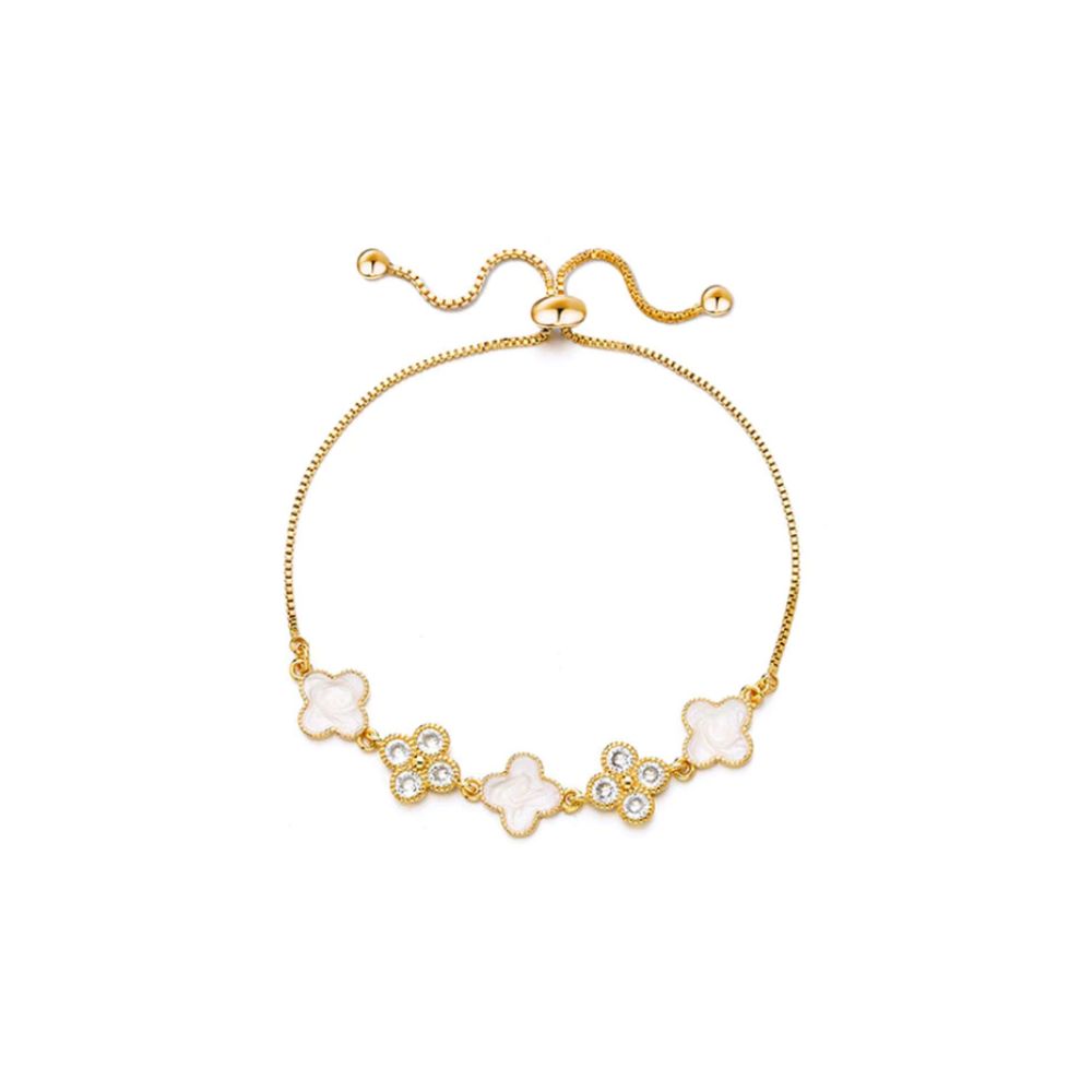 NDA-16.jpg CECI Titanium Clover Bracelet with Cubic Zirconia EG - Image 1