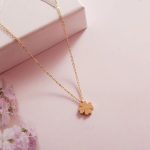FLEUR Clover 18K Rosegold / Gold / Silver Titanium Necklace with Lucky Leave EG - Image 2